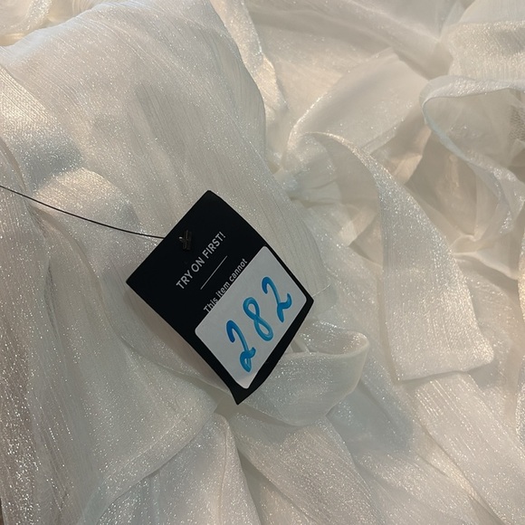 Sweetest Success White Organza Tiered One-Shoulder Midi Dress by Lulus. NWT! - Picture 5 of 5